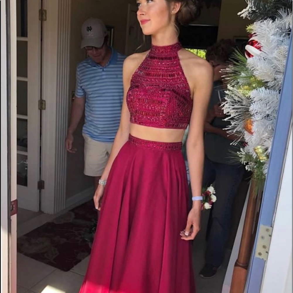 Sherri hill raspberry red prom dress